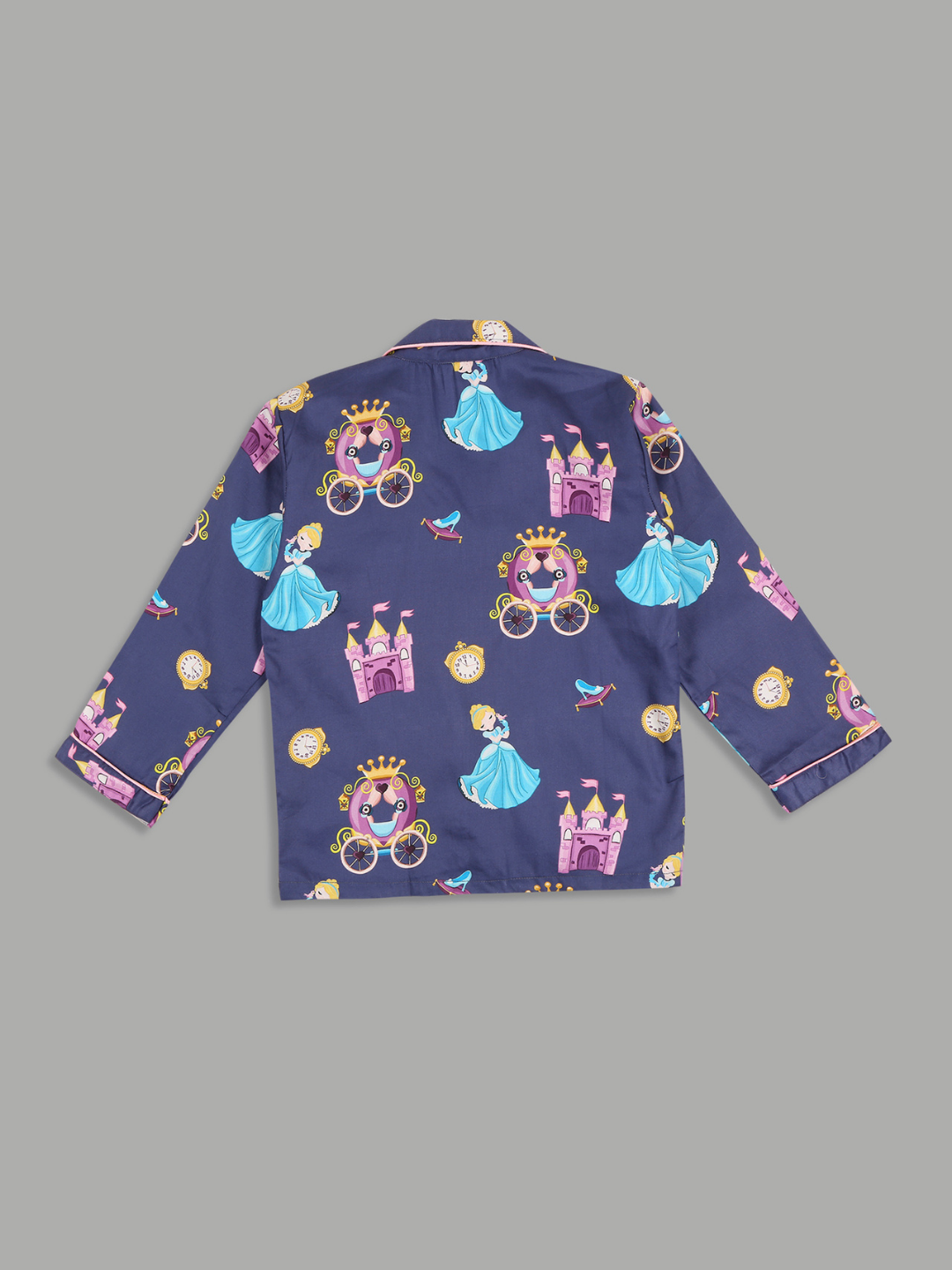 Cinderella Kids Button Down Pj Set - Pure Cotton Pj Set with Notched Collar
