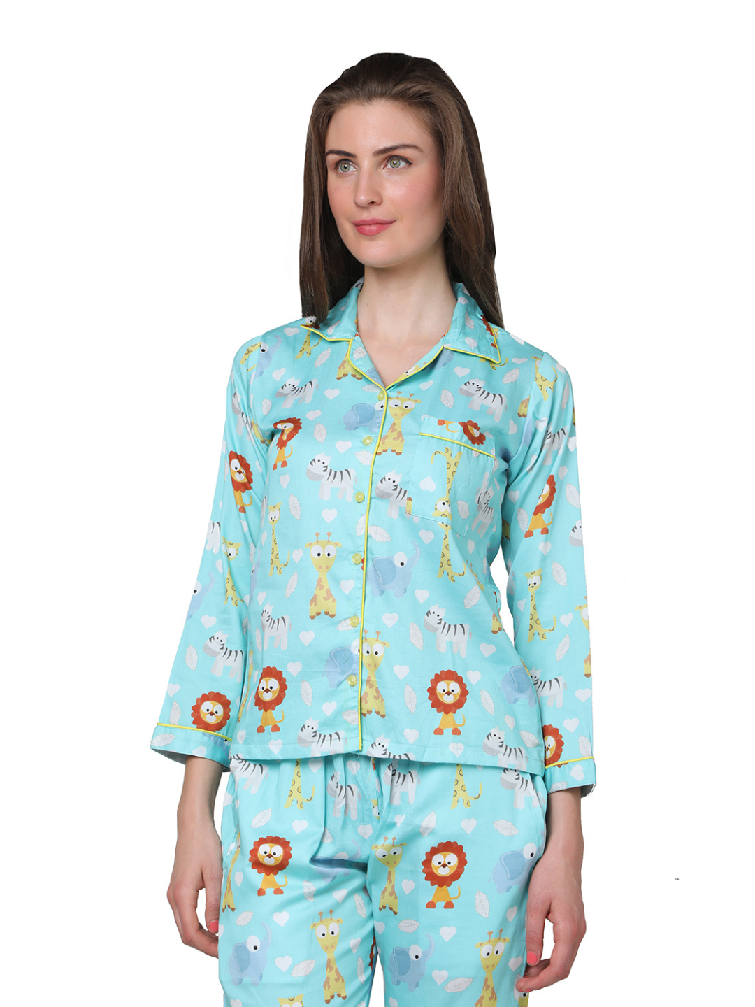 Into the Jungle Button Down Pj Set - Pure Cotton Pj Set with Notched Collar