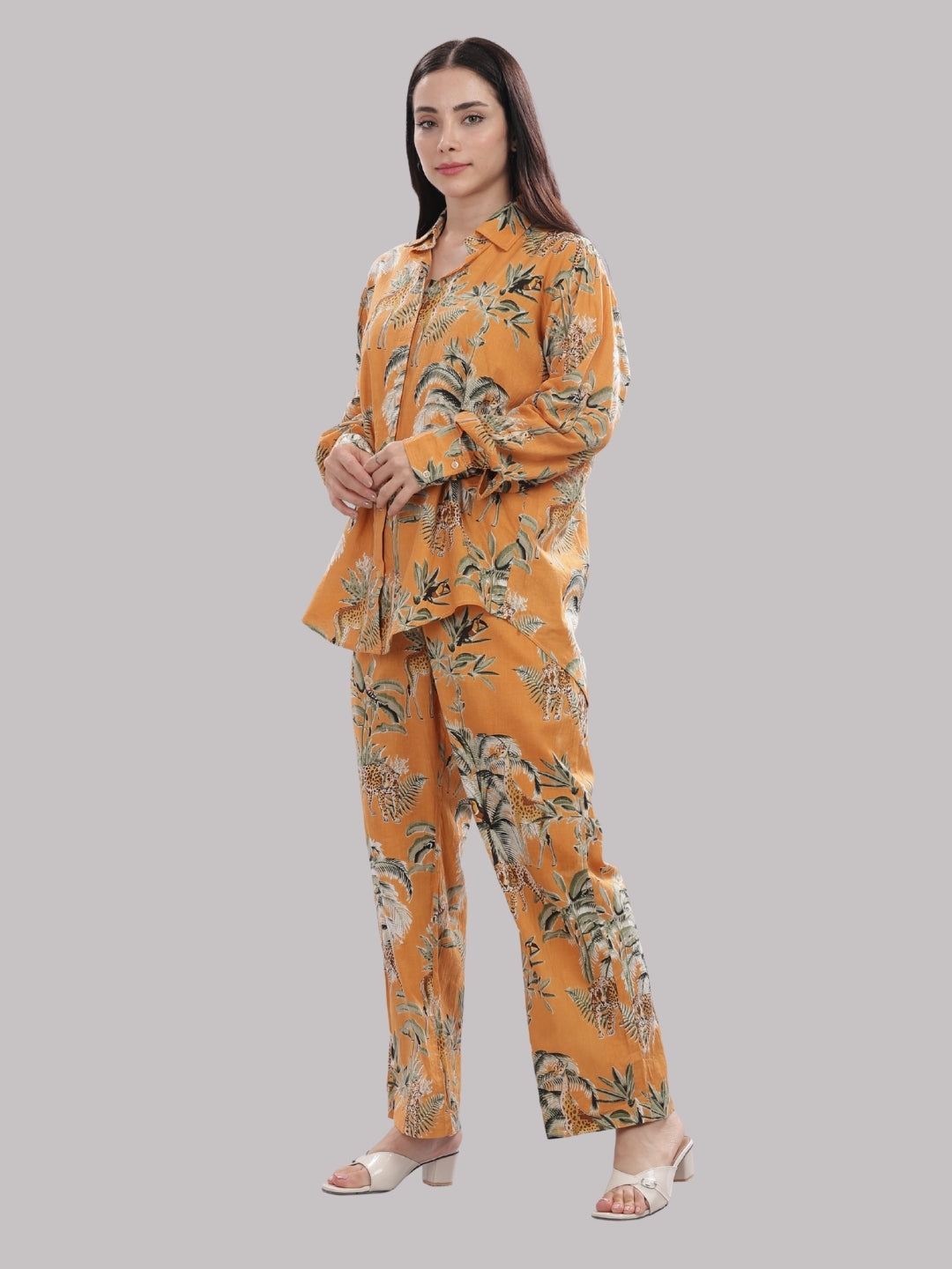 Golden Safari Co-ord Set- 3 Piece Co-ord Set in Pure Cotton