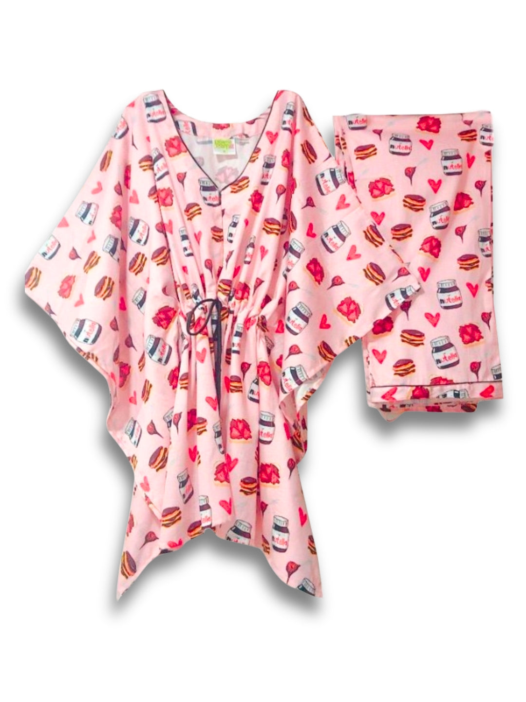 Nuts About Nutella Kaftan Pj Set - Pure Cotton Pj Set in Kaftan Style