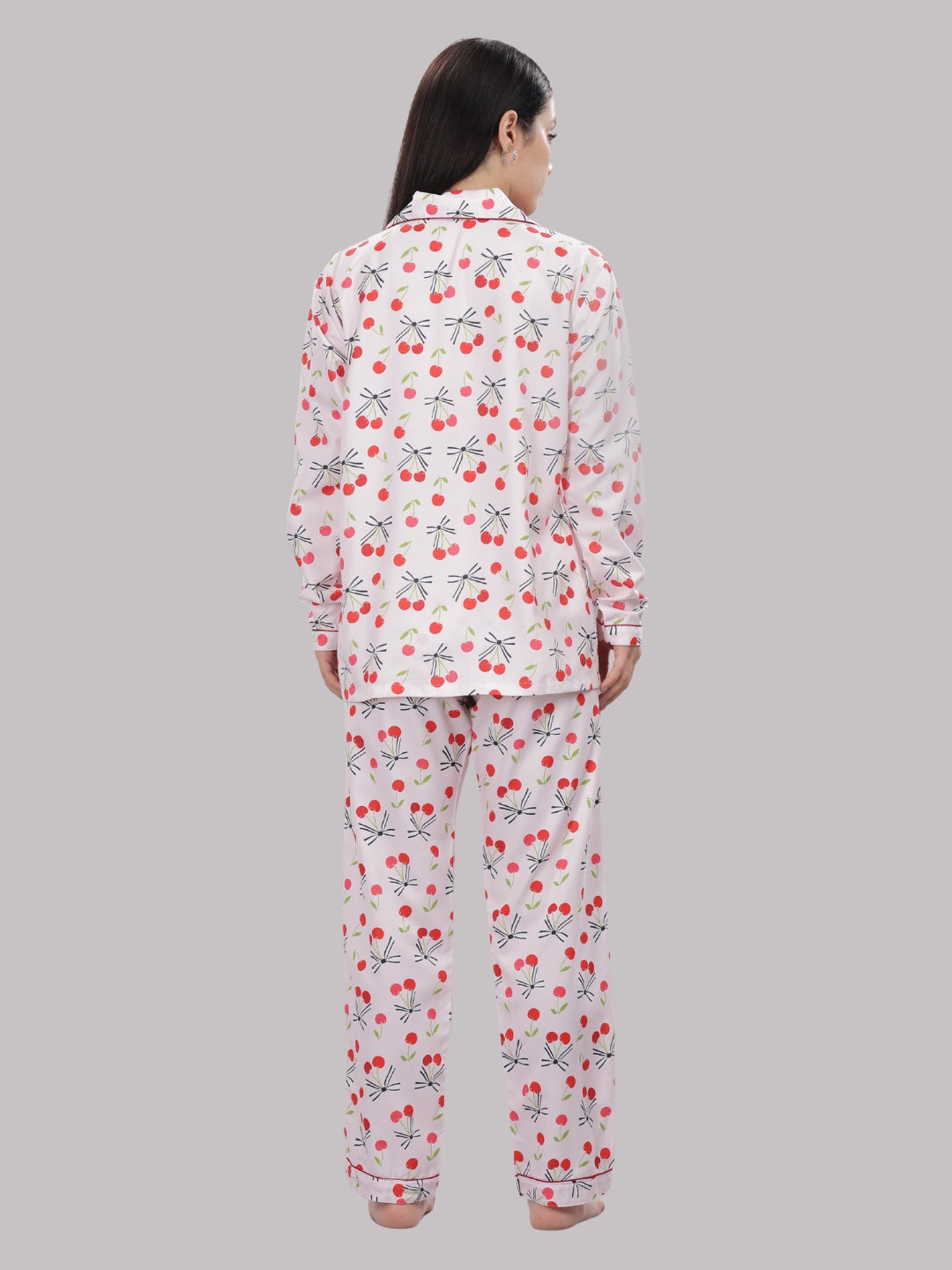 Berry Cozy Button Down Pj Set - Cotton Rayon Pj Set with Notched Collar