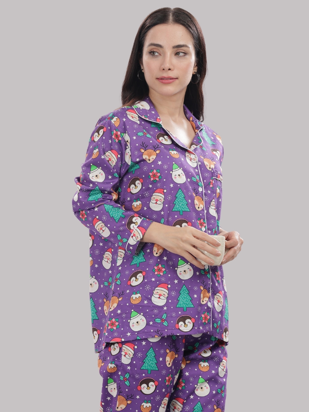 Let It Snow Button Down Pj Set - Pure Cotton Pj Set with Notched Collar