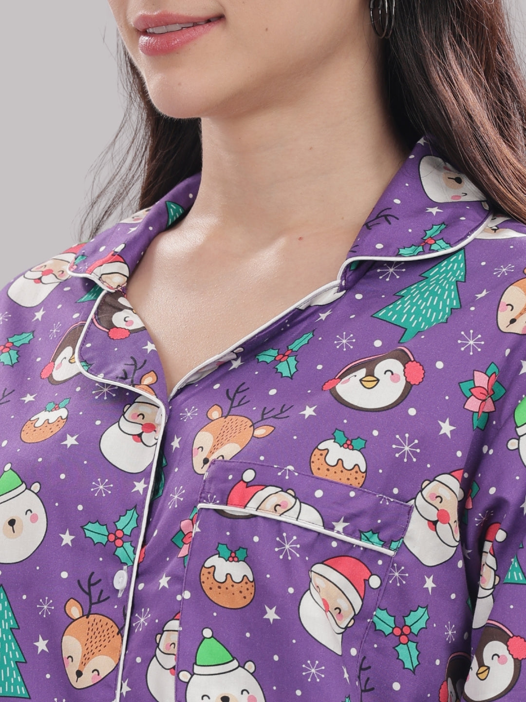 Let It Snow Button Down Pj Set - Pure Cotton Pj Set with Notched Collar