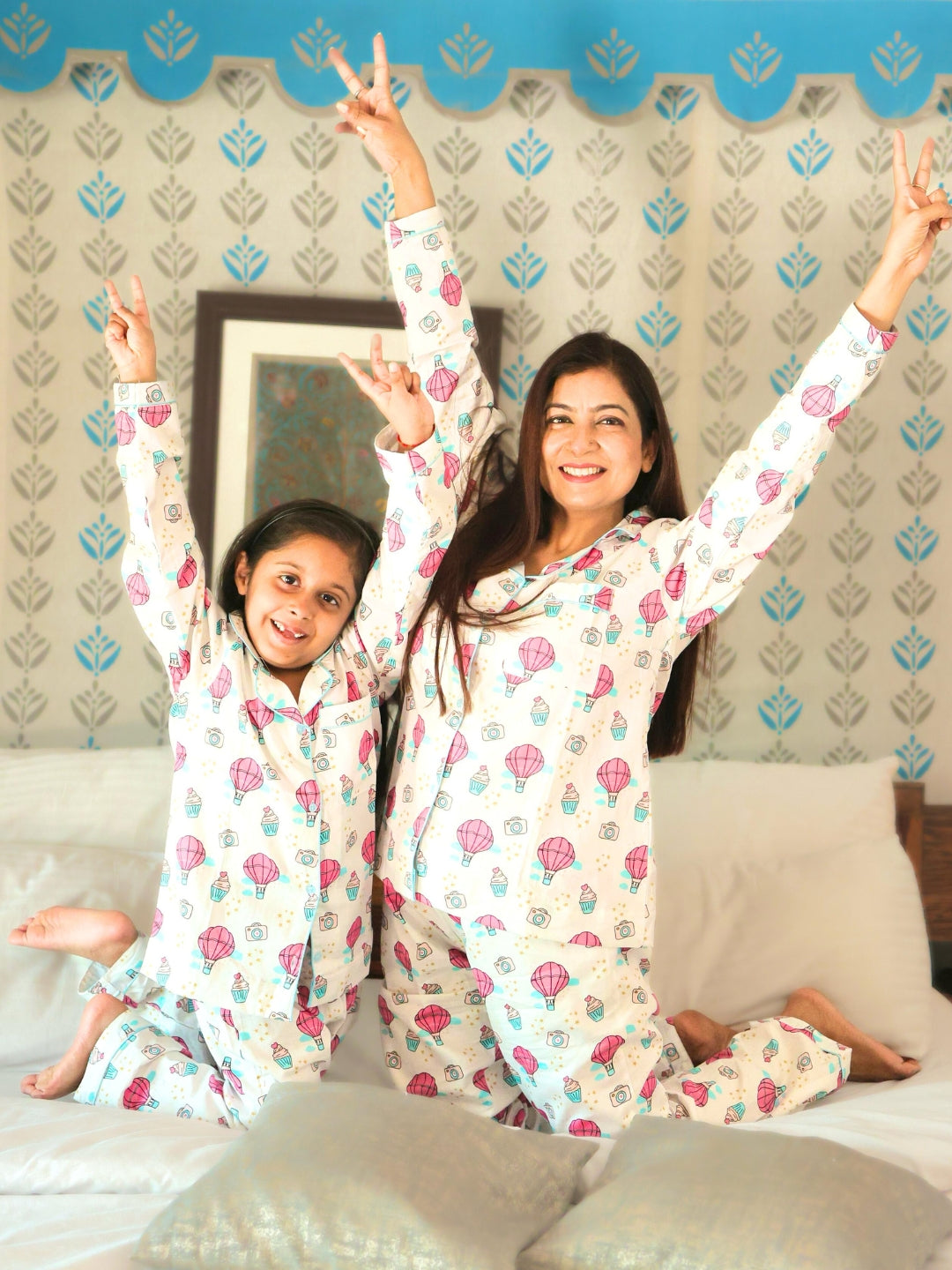 Parachutes and Camera Pure Cotton Mom & Kids Twinning PJ Set