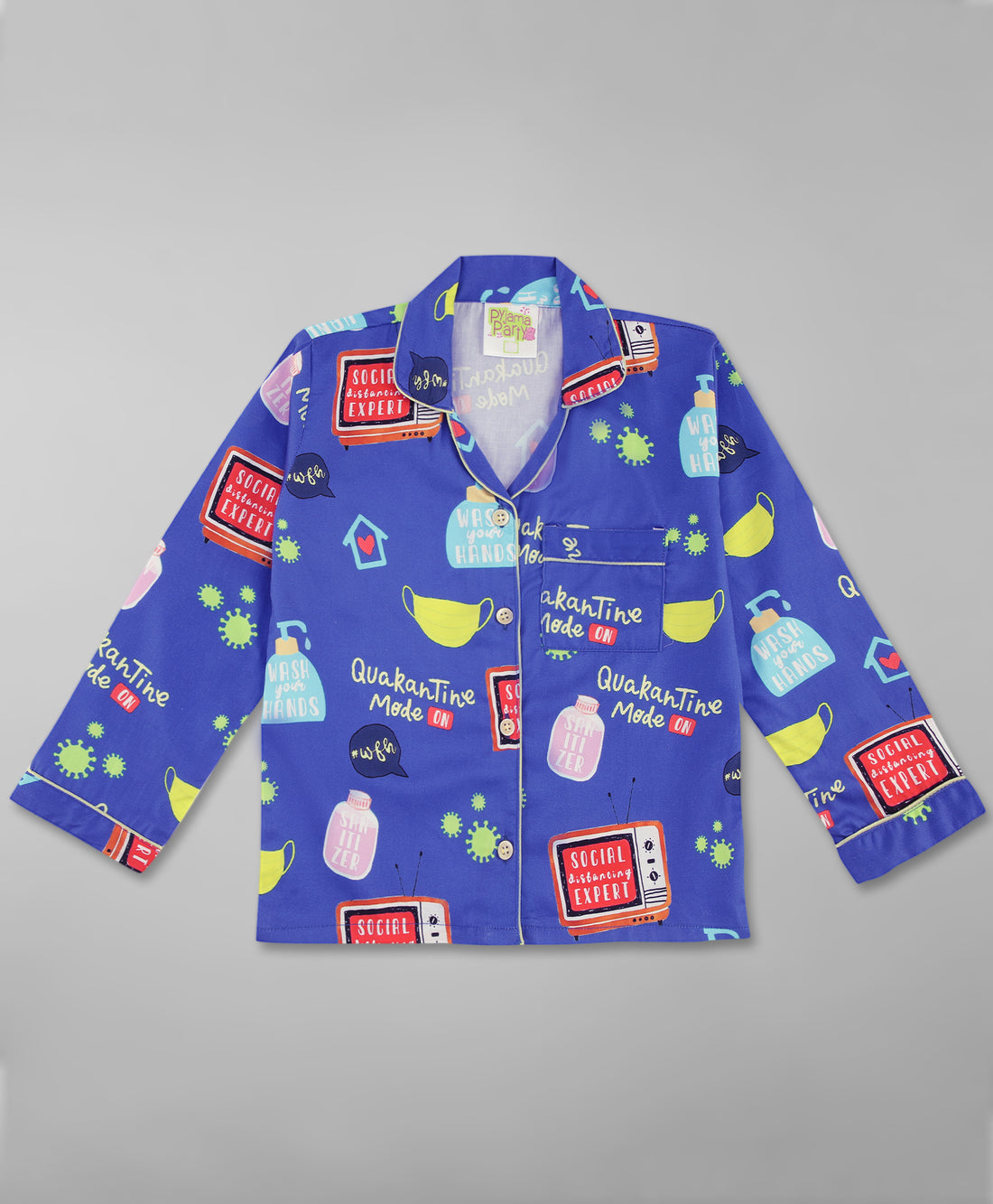 Go Corona Kids Pj Set - Pure Cotton Pj Set with Notched Collar