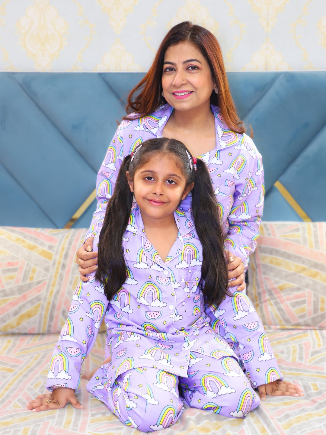 Rainbow Chaser Cotton Rayon Mom & Kids Twinning Pj Set