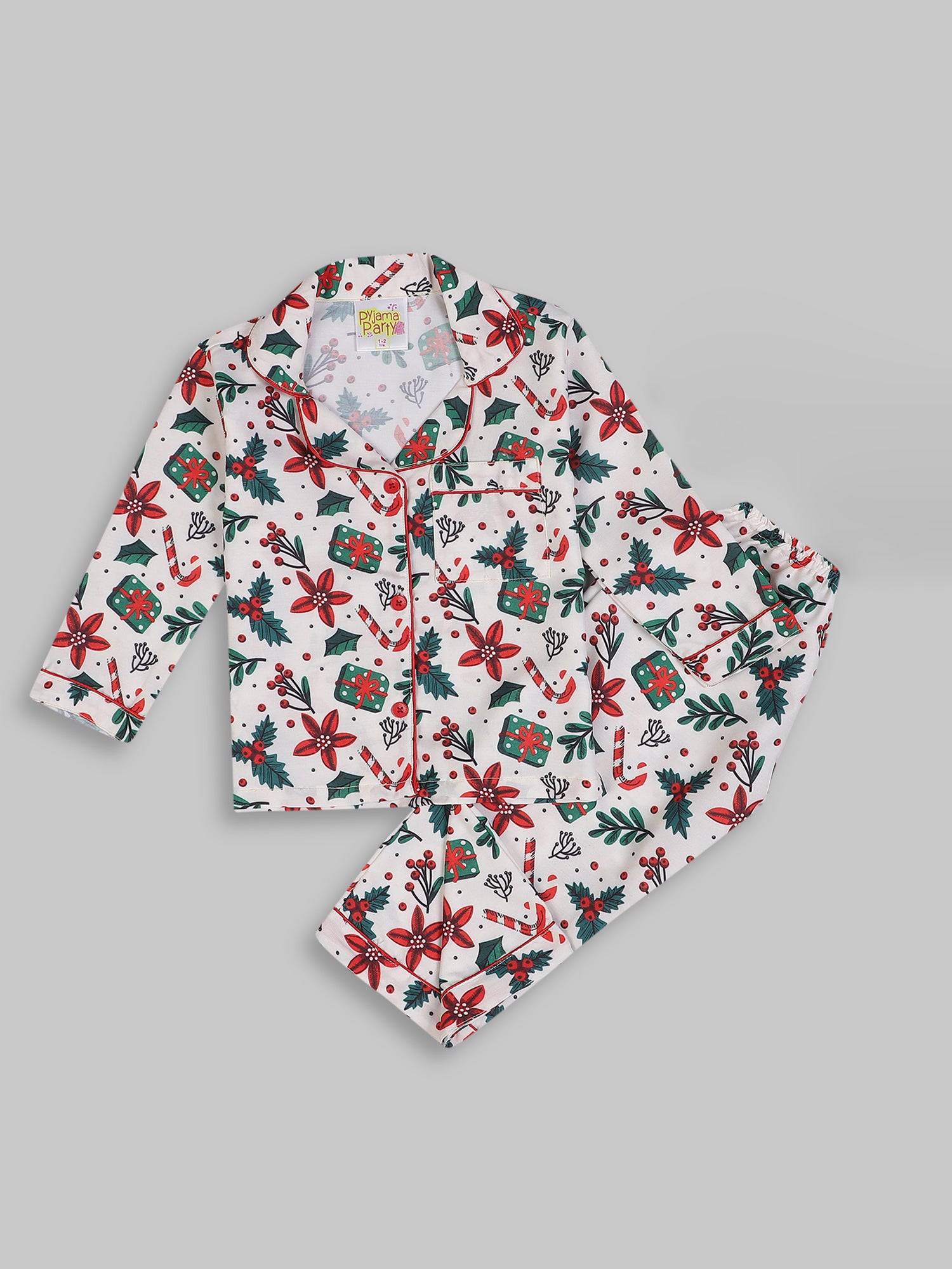 Under the Mistletoe Kids Pj Set - Cotton Rayon Pj Set with Notched Collar