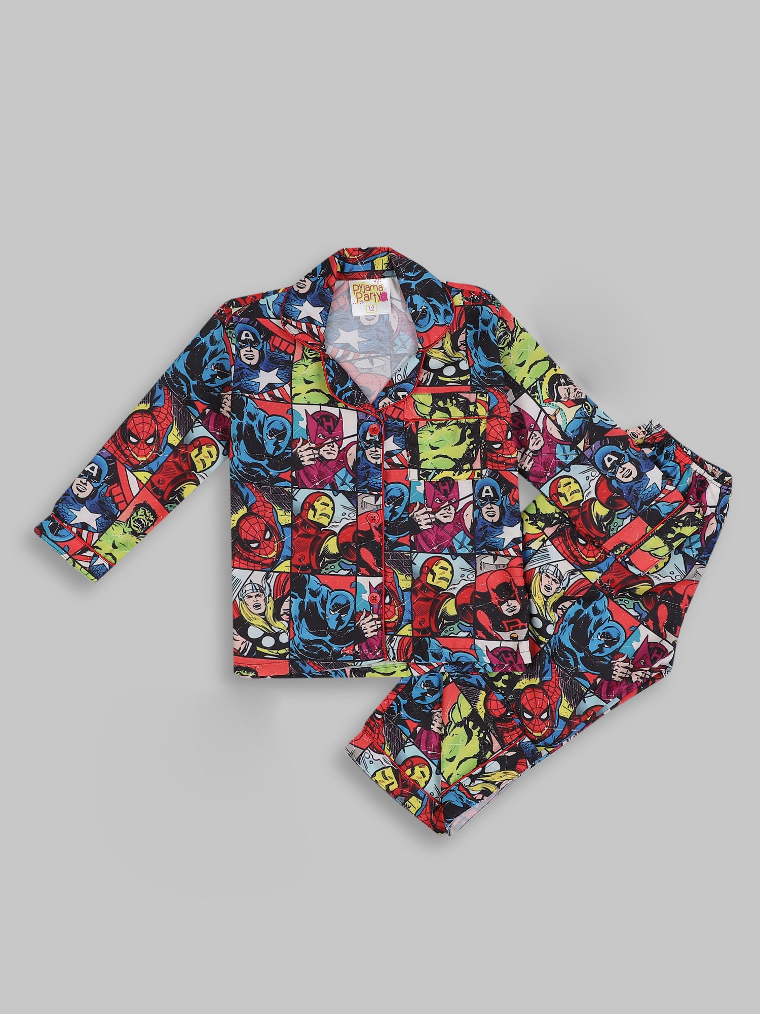 Marvel Kids Pj Set - Cotton Rayon Pj Set with Notched Collar