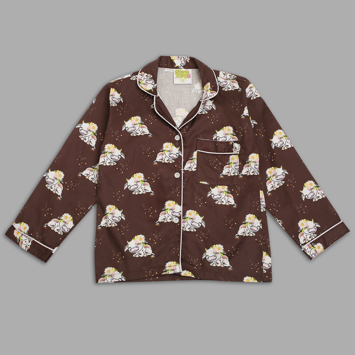 Holy Cow Kids Pj Set - Pure Cotton Pj Set with Notched Collar