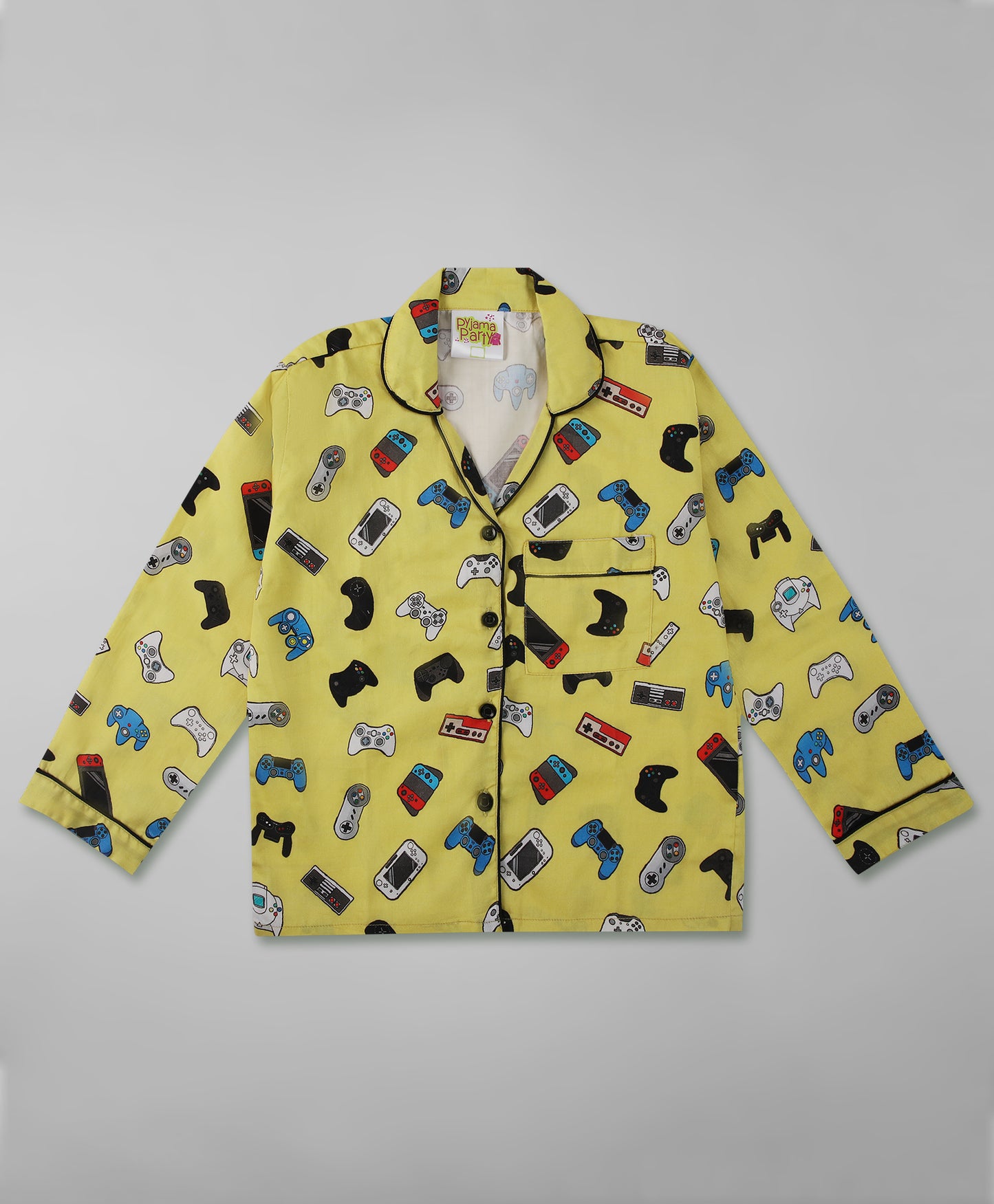 Gameboy Kids Button Down Pj Set - Pure Cotton Pj Set with Notched Collar