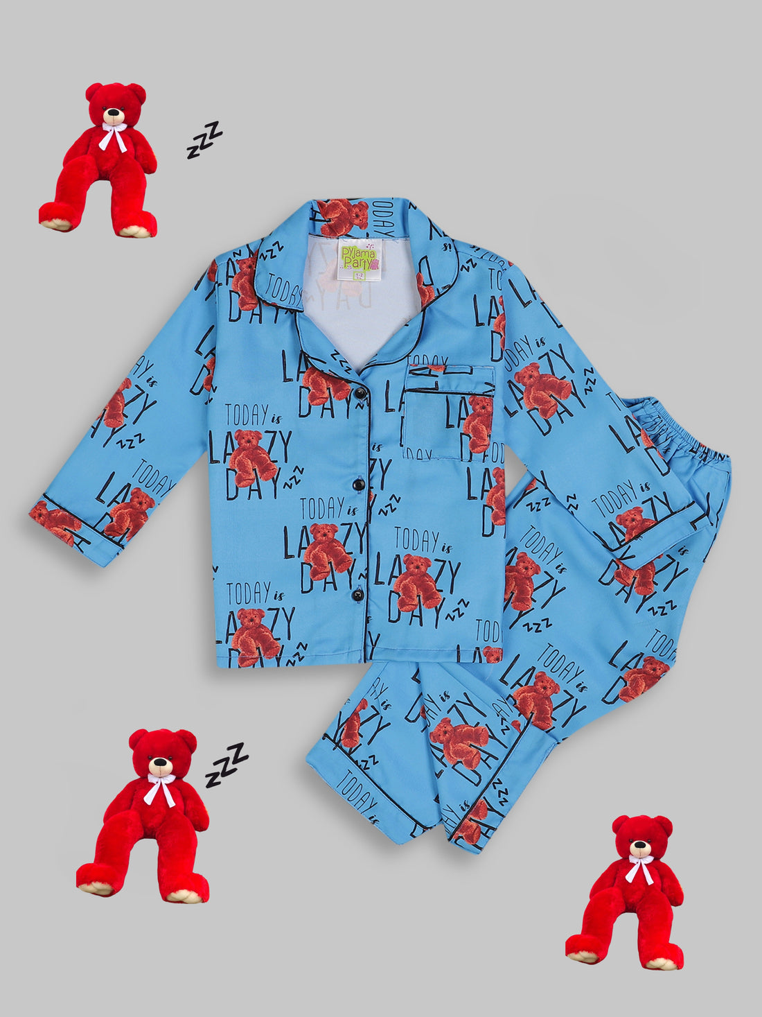 Lazy Day Kids Pj Set - Cotton Rayon Pj Set with Notched Collar