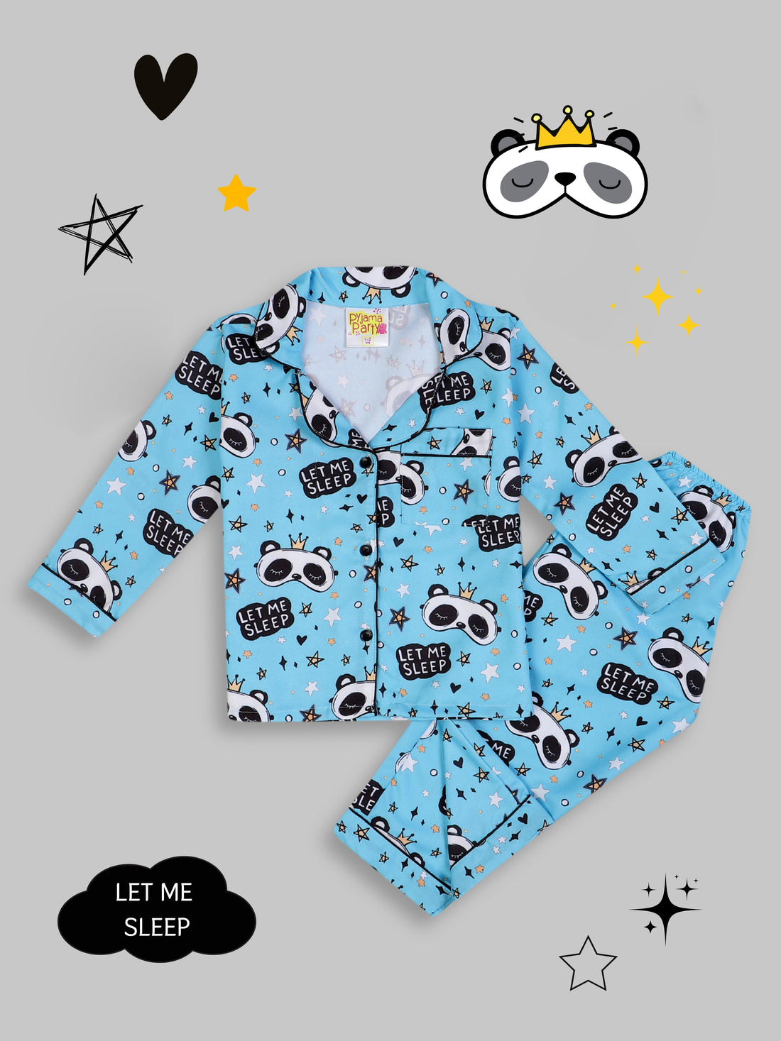 Let me sleep Kids Pj Set - Cotton Rayon Pj Set with Notched Collar