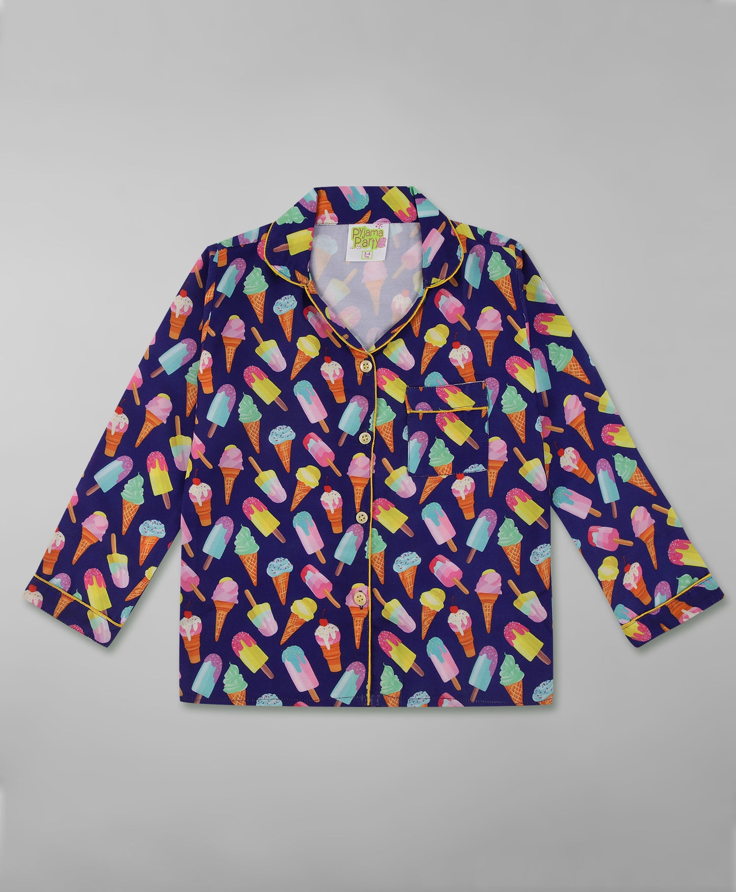 Popsicles Cotton Rayon Kids Pj Set with Notched Collar