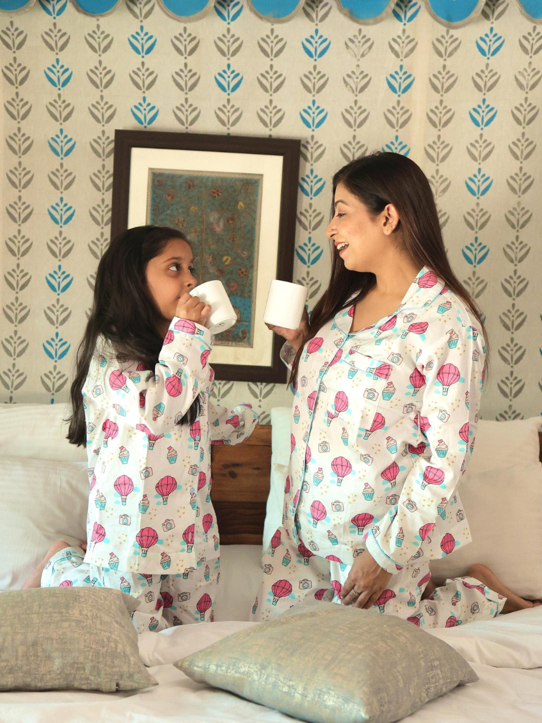 Parachutes and Camera Pure Cotton Mom & Kids Twinning PJ Set