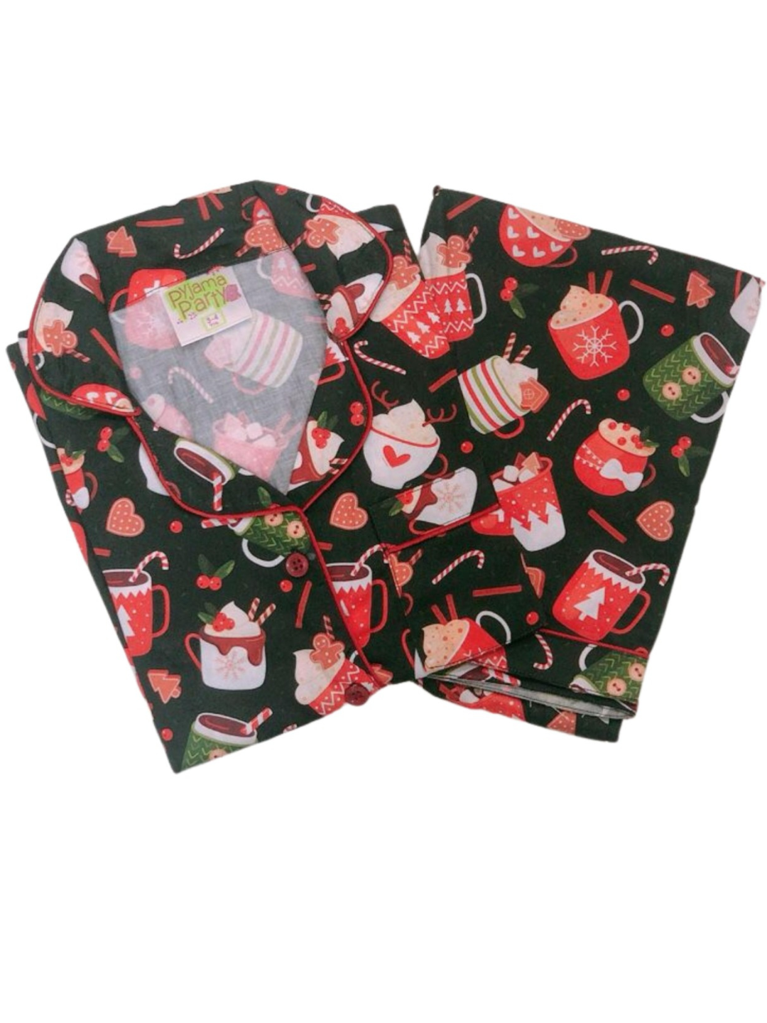 Mug Of Joy Button Down Pj Set - Pure Cotton Pj Set with Notched Collar