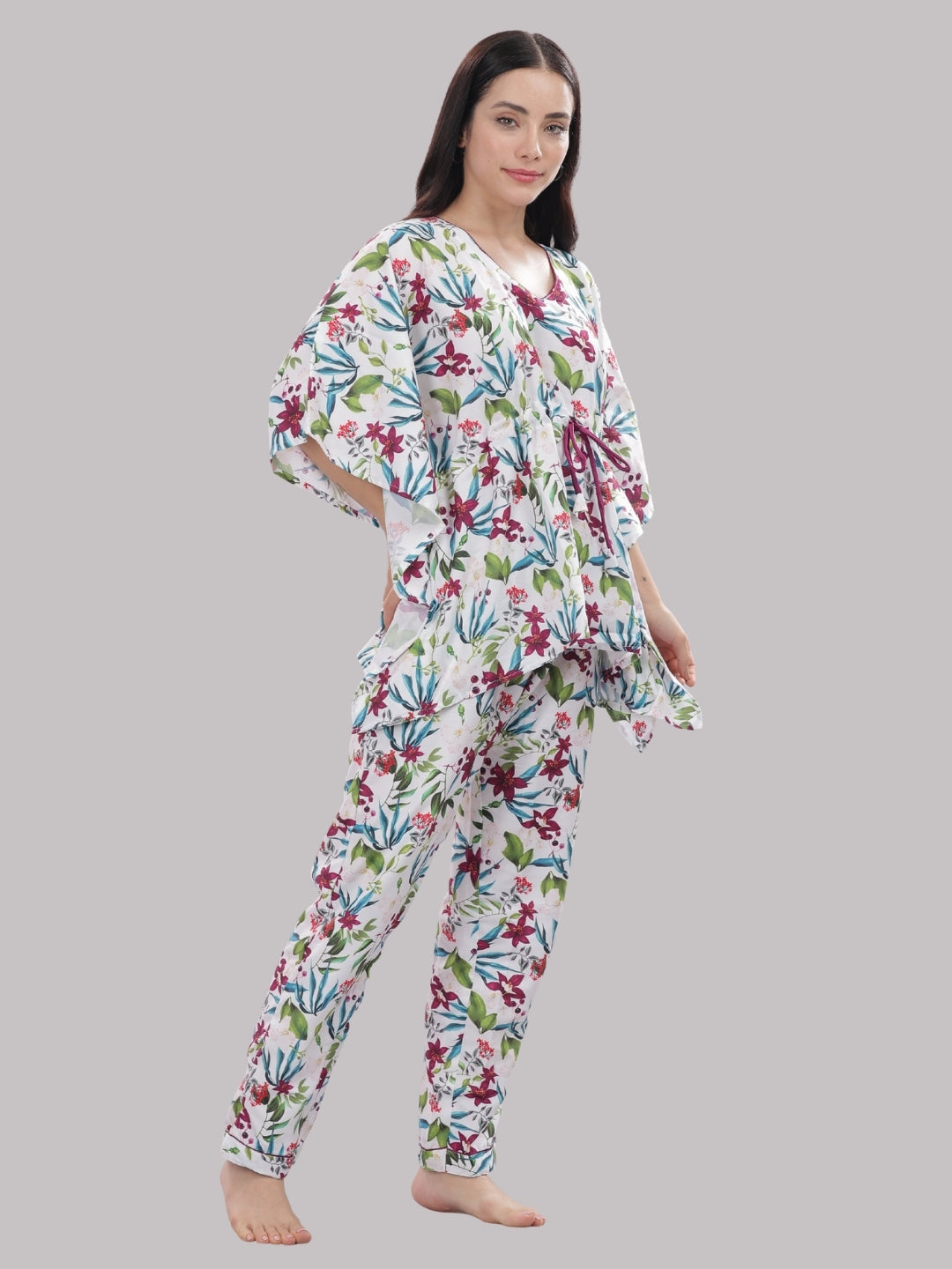 Garden Glow Kaftan Pj Set - Cotton Rayon Pj Set in Kaftan Style