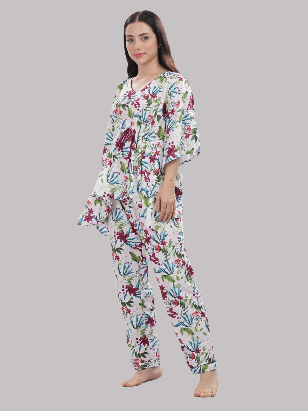 Garden Glow Kaftan Pj Set - Cotton Rayon Pj Set in Kaftan Style