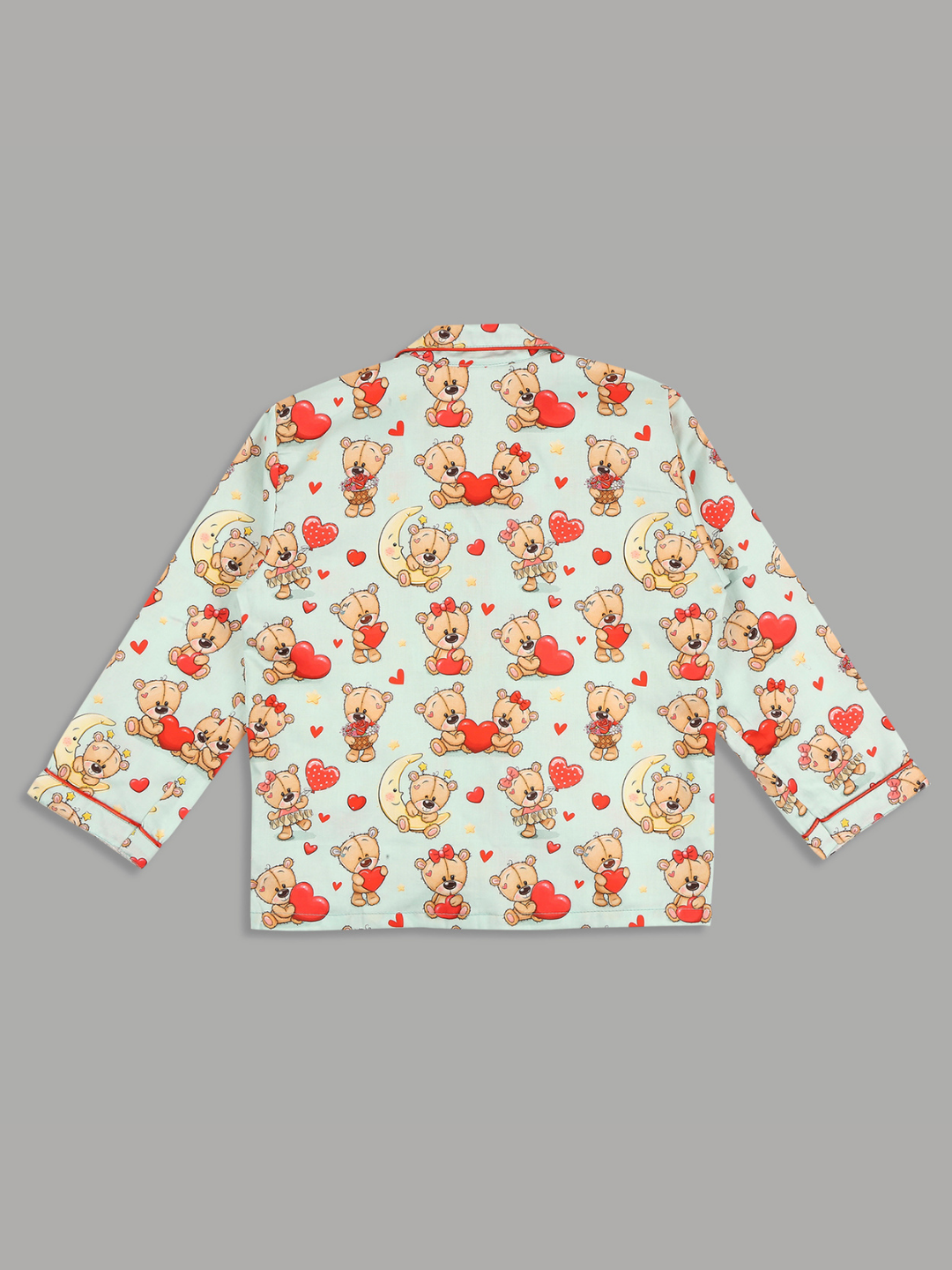 Loving Teddy Kids Button Down Pj Set - Pure Cotton Pj Set with Notched Collar