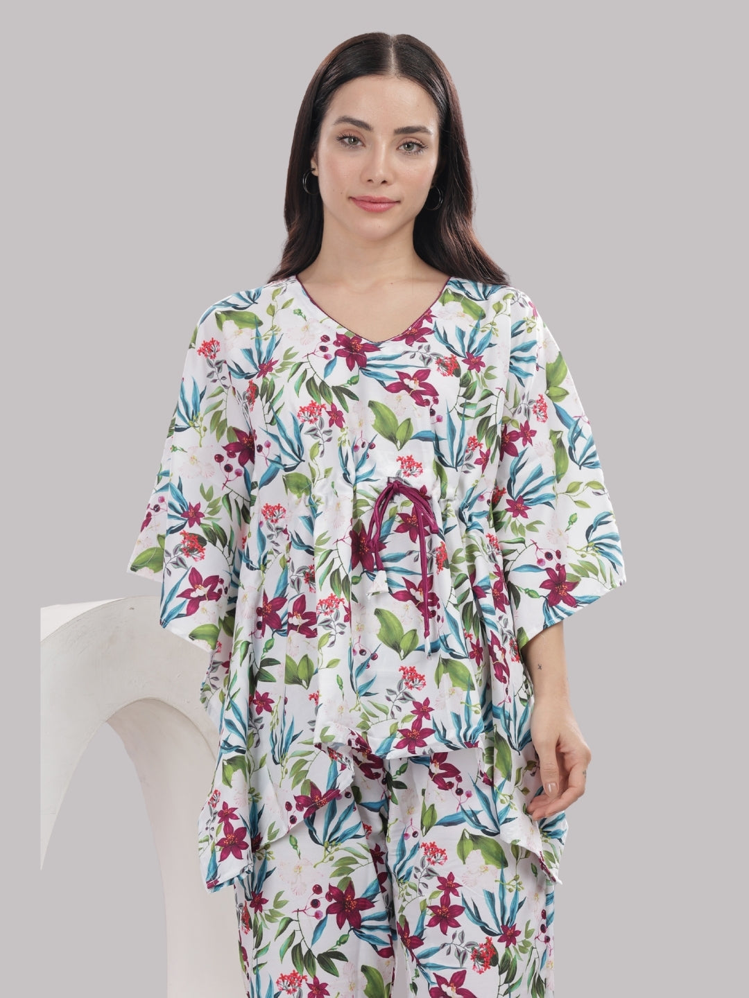 Garden Glow Kaftan Pj Set - Cotton Rayon Pj Set in Kaftan Style