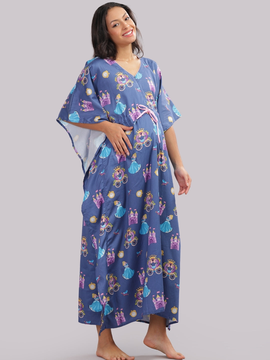 Cinderella Maternity Kaftan Gown - Pure Cotton Kaftan Gown With Single Invisible Zip for Feeding