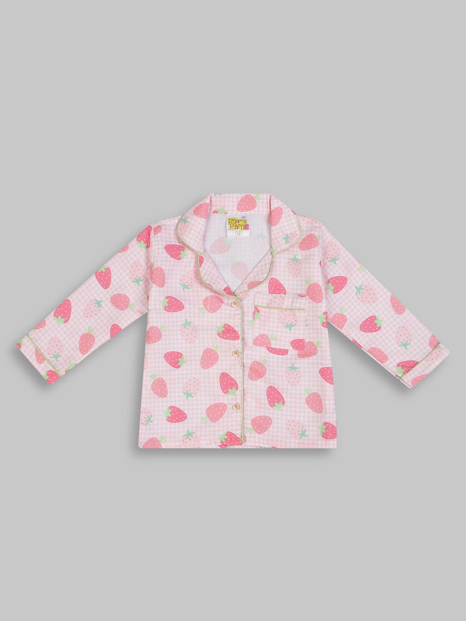 Strawberry Sweetheart Kids Pj Set - Cotton Rayon Pj Set with Notched Collar