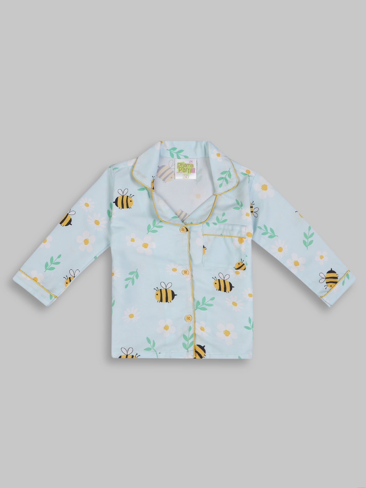 Busy Bee Kids Pj Set - Cotton Rayon Pj Set with Notched Collar