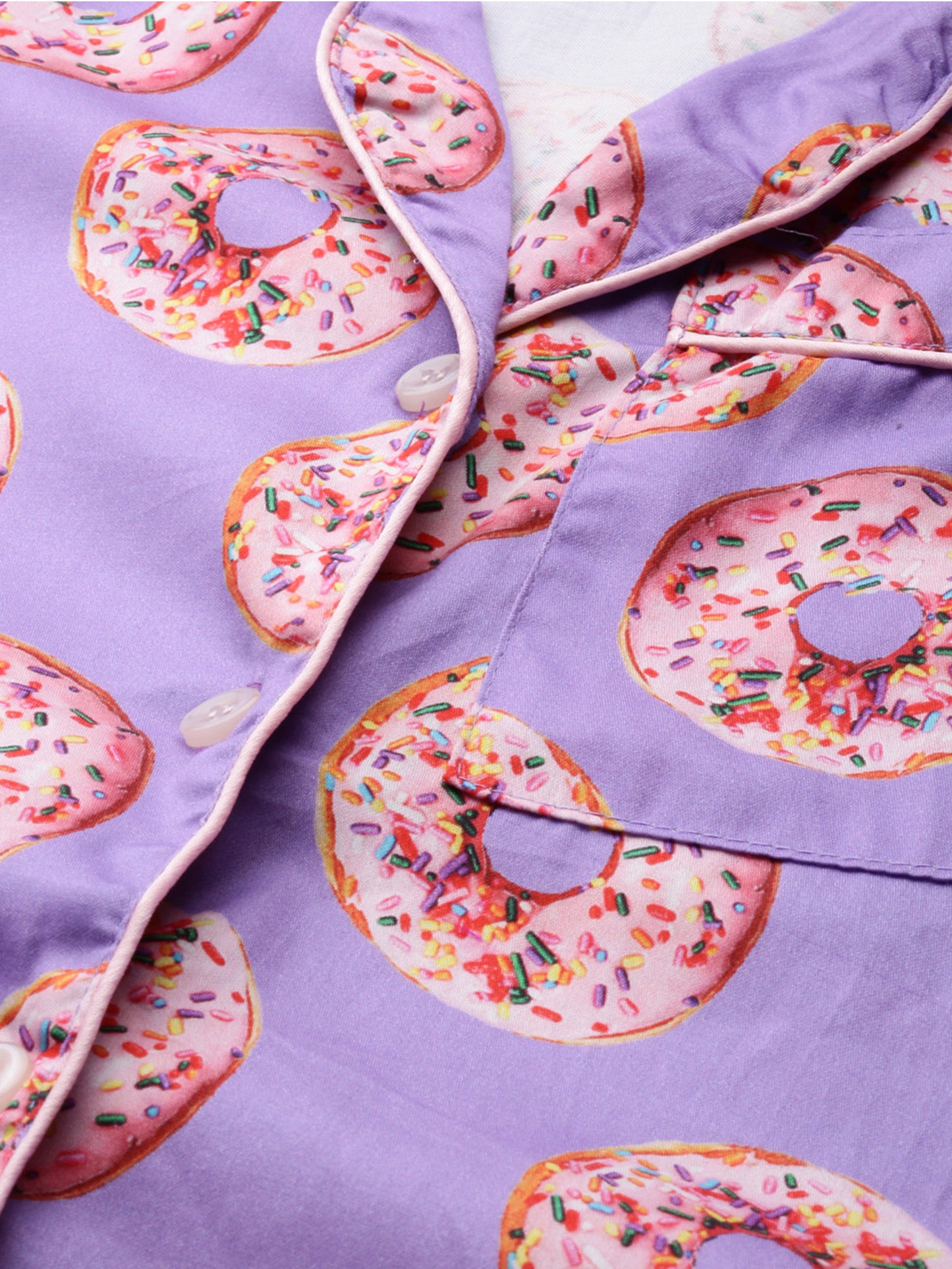 Donut Darling Button Down Pj Set - Pure Cotton Pj Set with Notched Collar