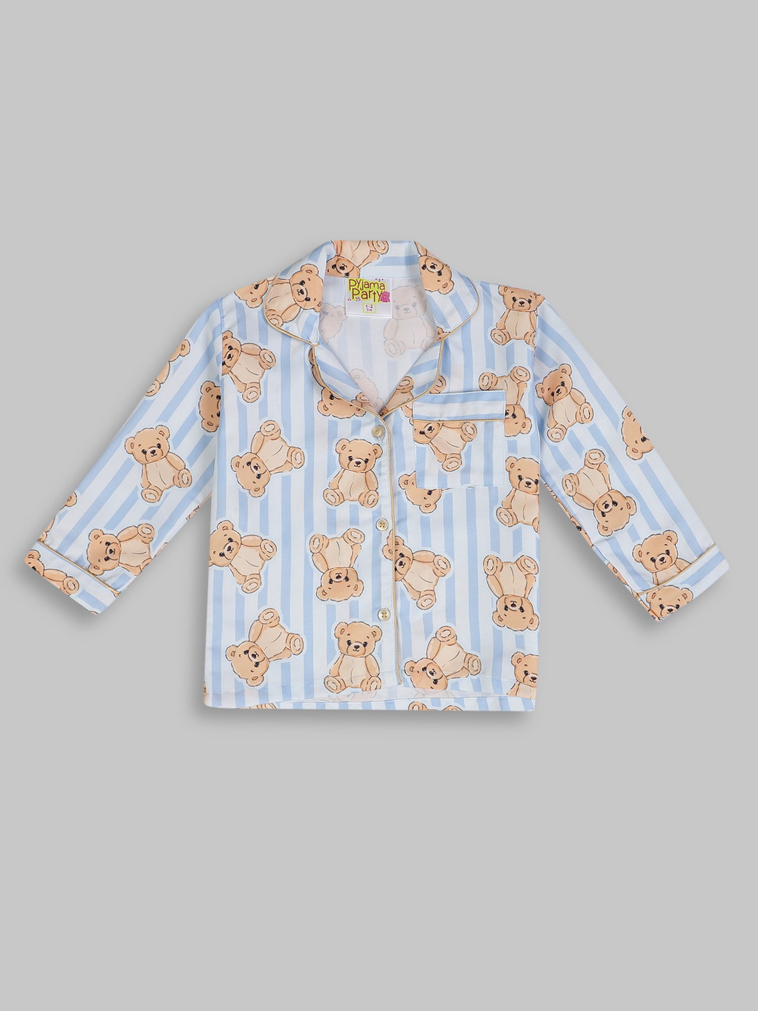 Hugs and Strips Kids Pj Set - Cotton Rayon Pj Set with Notched Collar