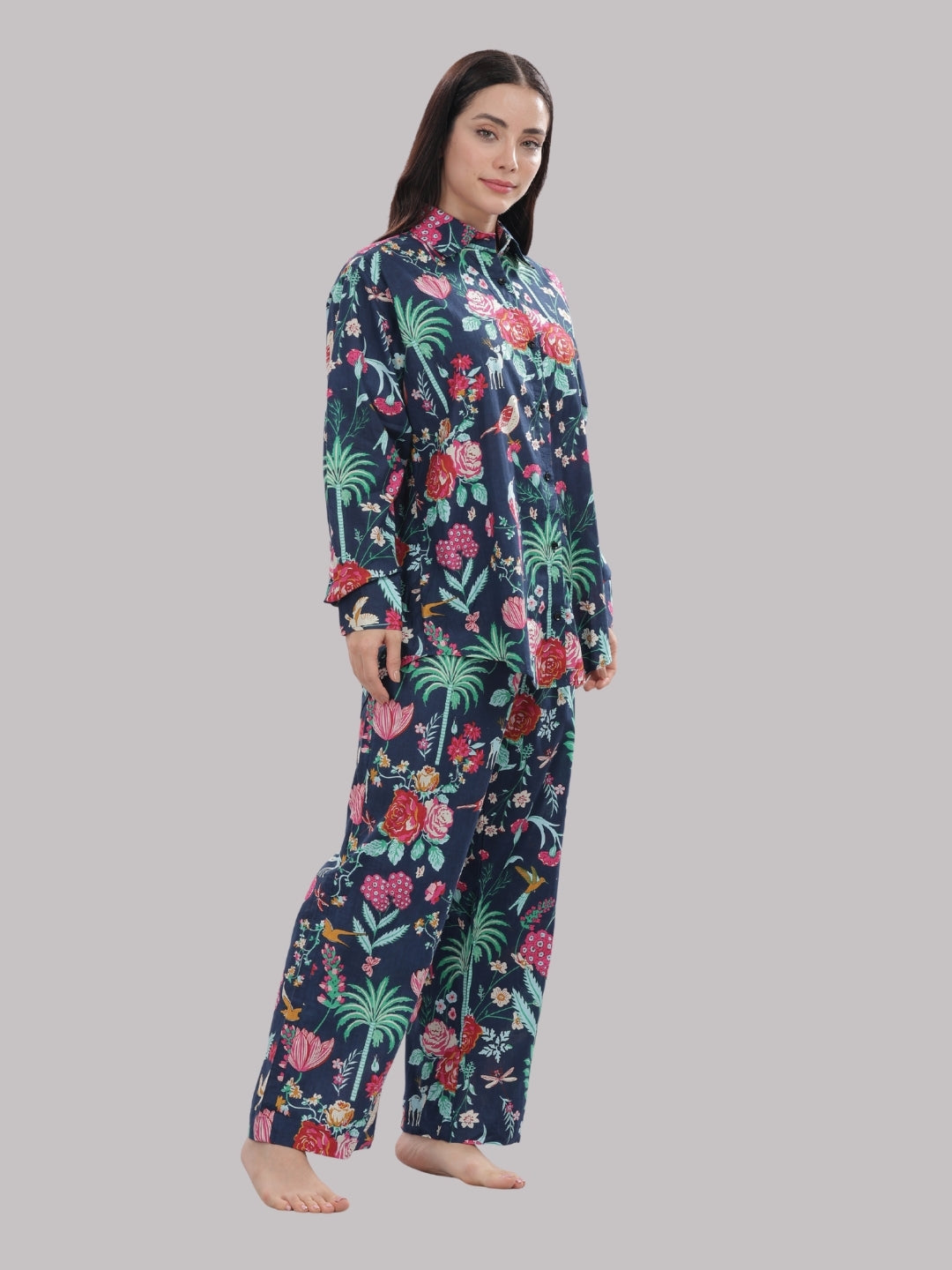 Twilight Bloom Co-ord Set- 3 Piece Co-ord Set in Pure Cotton
