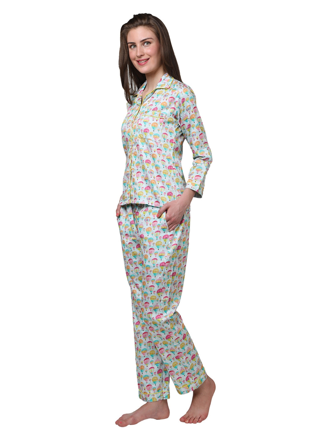 Parachutes Button Down Pj Set - Pure Cotton Pj Set with Notched Collar