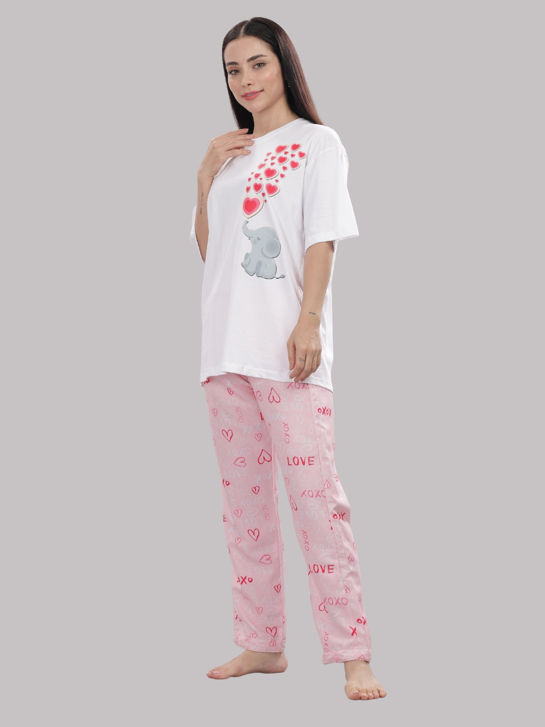 XOXO T-shirt Pj Set - Oversized Tshirt with Pj Combo