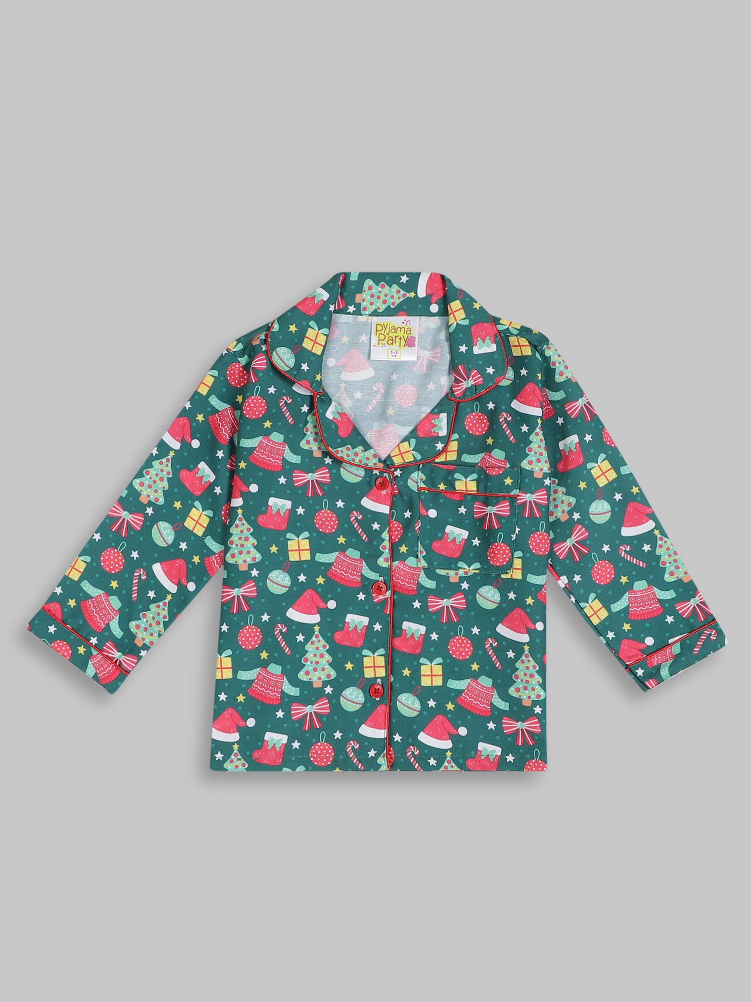Merry Christmas Kids Pj Set - Cotton Rayon Pj Set with Notched Collar