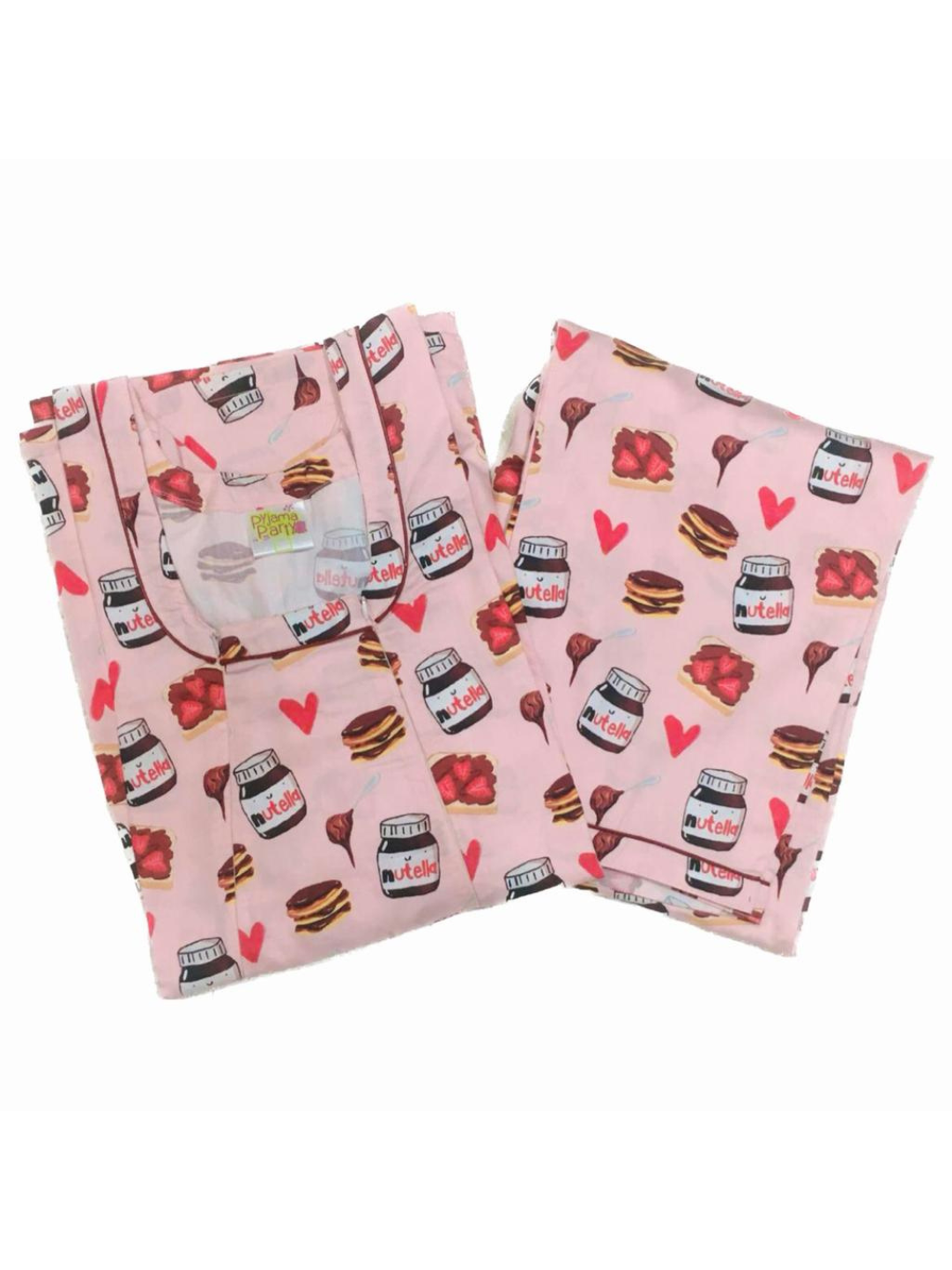 Nuts About Nutella Maternity Pj Set - Pure Cotton Pj Set in Round Neck with 2 Invisible Zips