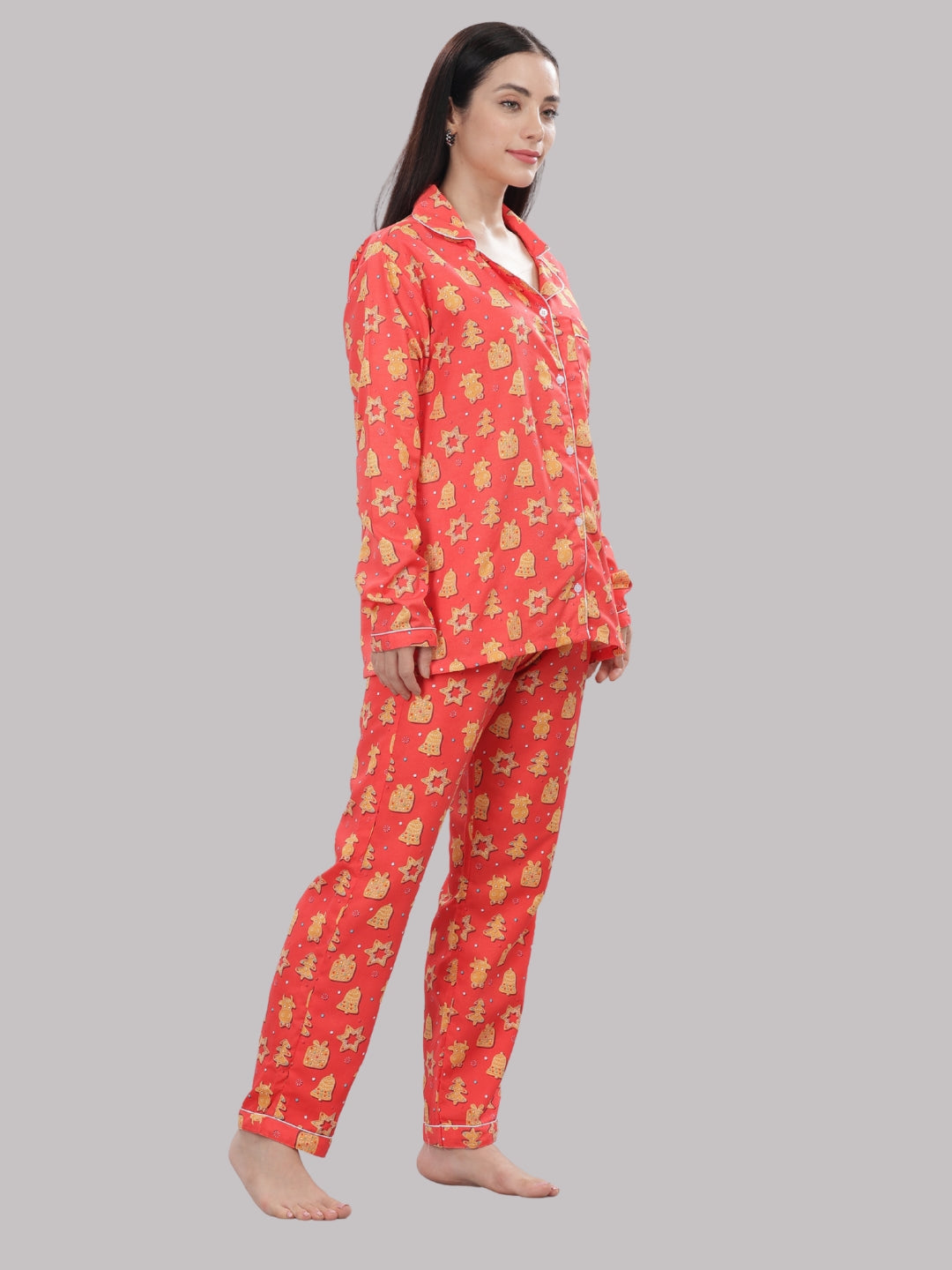 Cookie Wonderland Button Down Pj Set - Cotton Rayon Pj Set with Notched Collar