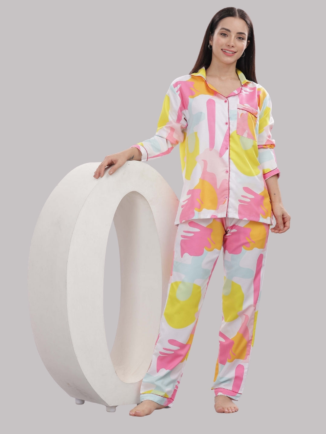 Boss Babe Button Down Pj Set - Cotton Rayon Pj Set with Notched Collar