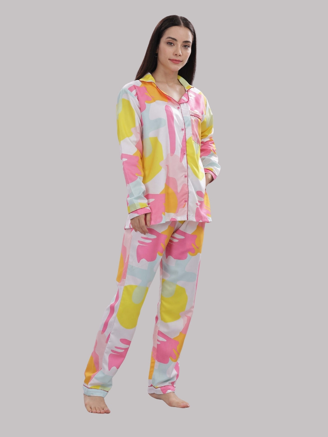 Boss Babe Button Down Pj Set - Cotton Rayon Pj Set with Notched Collar