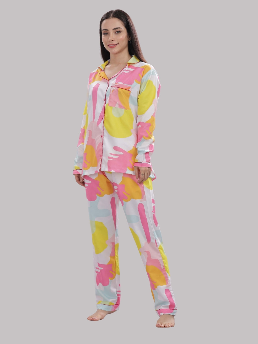 Boss Babe Button Down Pj Set - Cotton Rayon Pj Set with Notched Collar