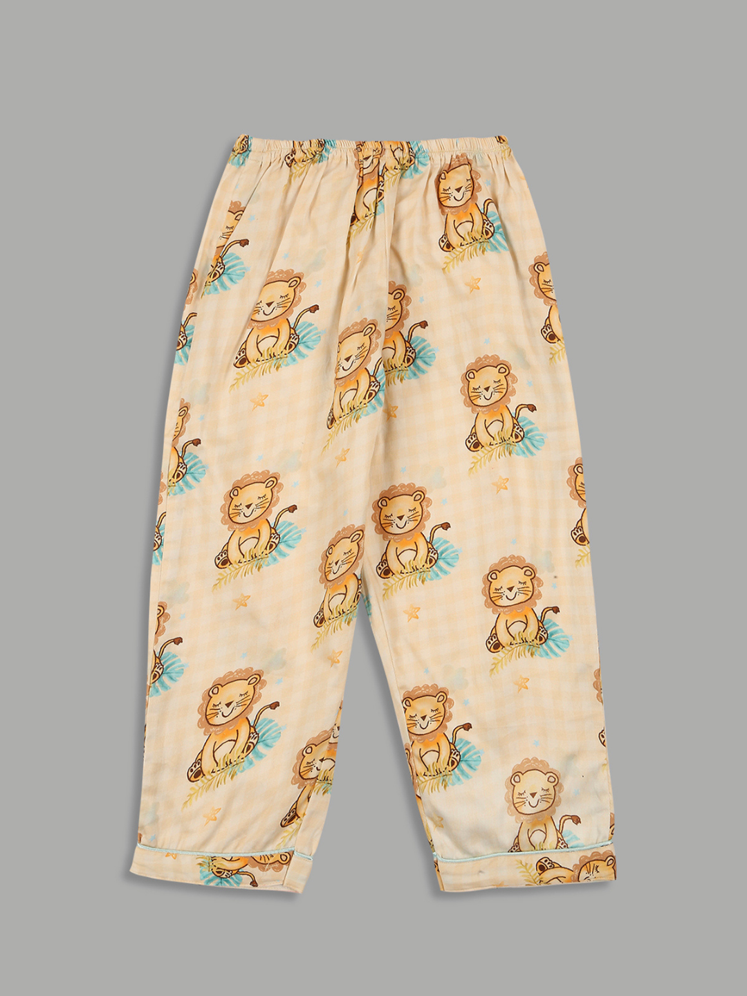 Little Lion Kids Button Down Pj Set - Pure Cotton Pj Set with Notched Collar