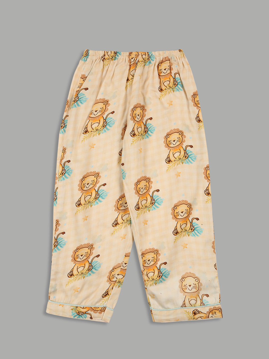 Little Lion Kids Button Down Pj Set - Pure Cotton Pj Set with Notched Collar