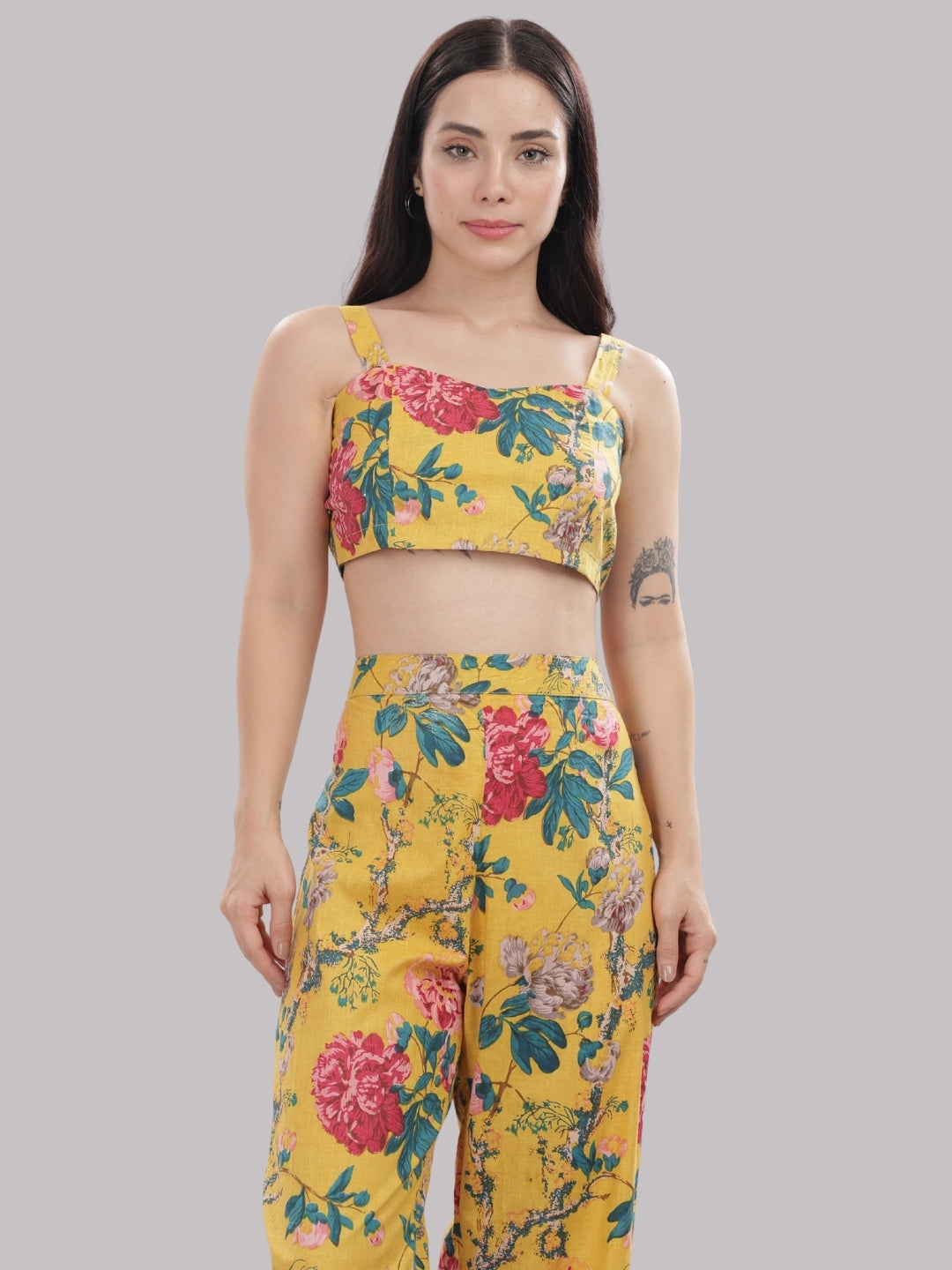 Sunlit Blooms Co-ord Set- 3 Piece Co-ord Set in Pure Cotton