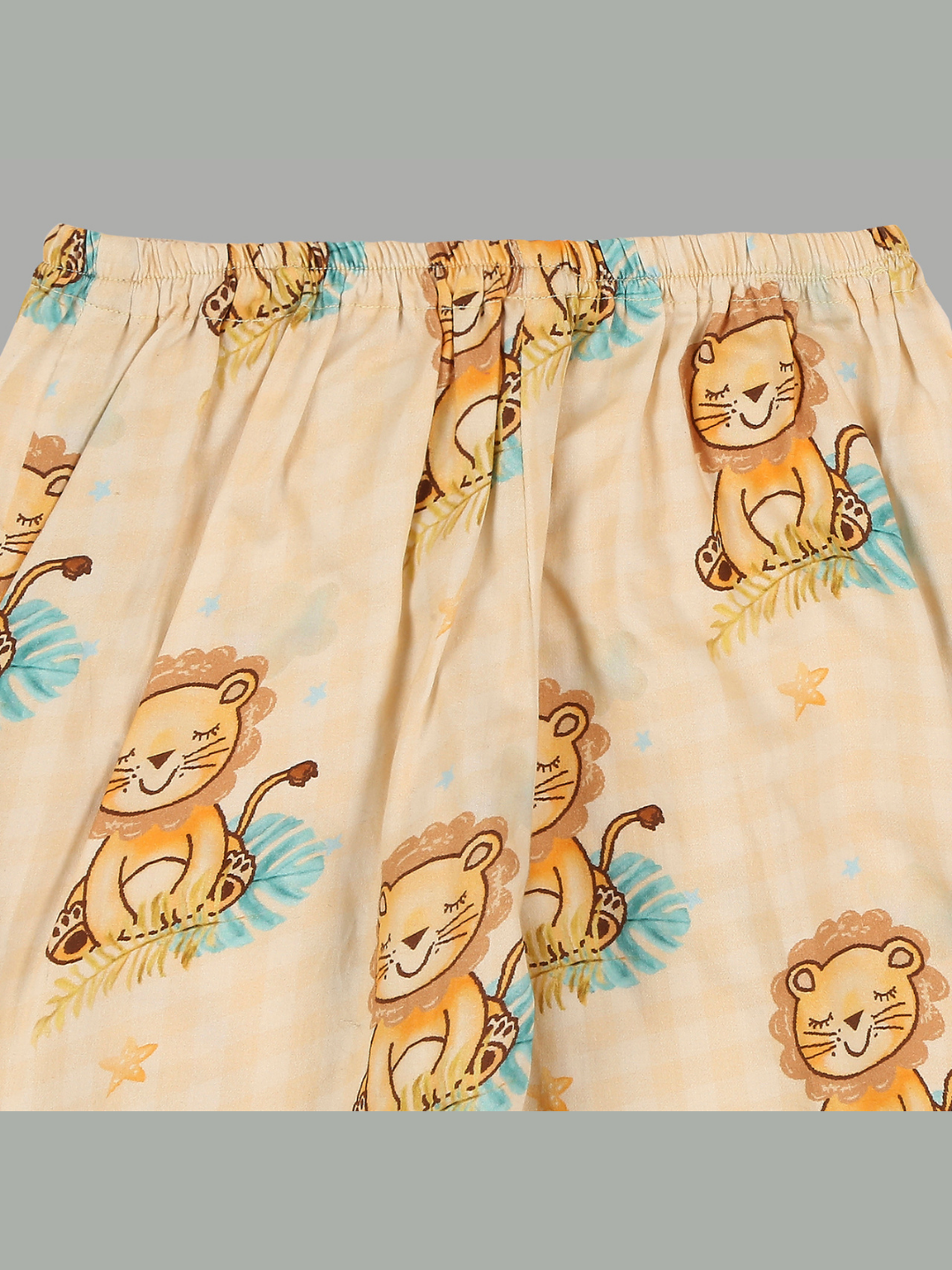 Little Lion Kids Button Down Pj Set - Pure Cotton Pj Set with Notched Collar