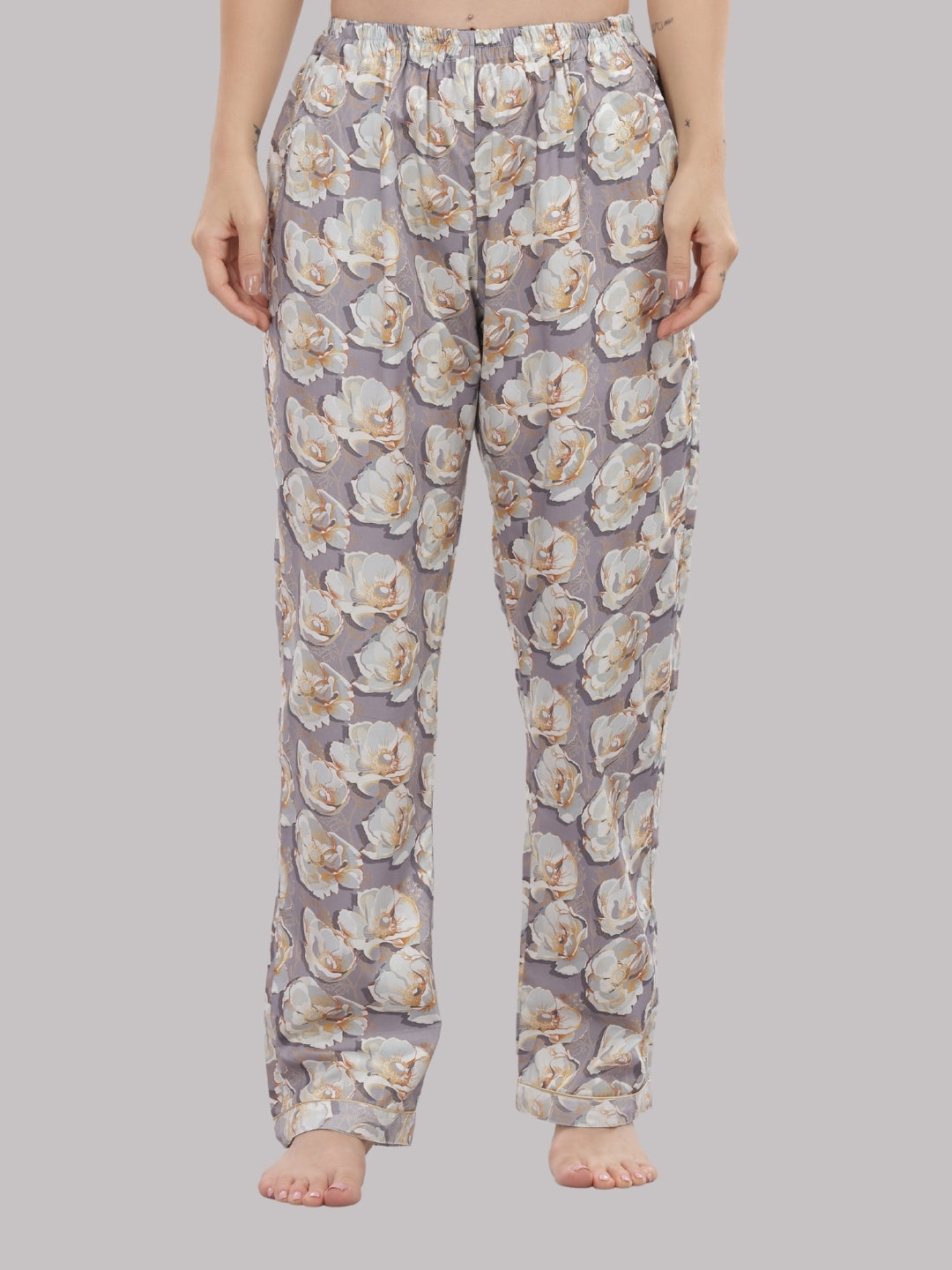 Grey Gardenia Kaftan Pj Set - Pure Cotton Pj Set in Kaftan Style