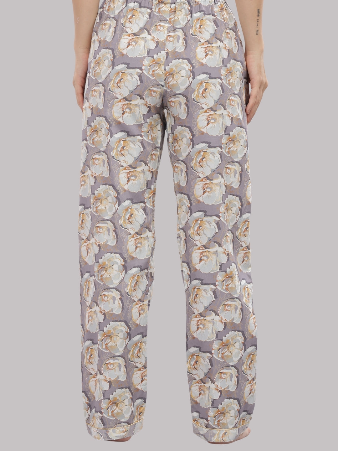 Grey Gardenia Kaftan Pj Set - Pure Cotton Pj Set in Kaftan Style