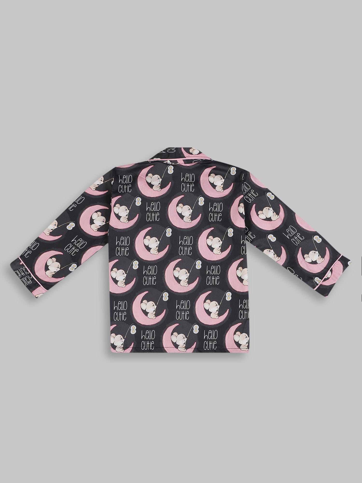 Hello Cutie kids Button Down Pj Set - Pure Cotton Pj Set with Notched Collar