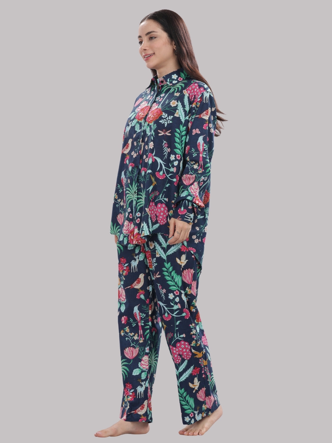 Twilight Bloom Co-ord Set- 3 Piece Co-ord Set in Pure Cotton