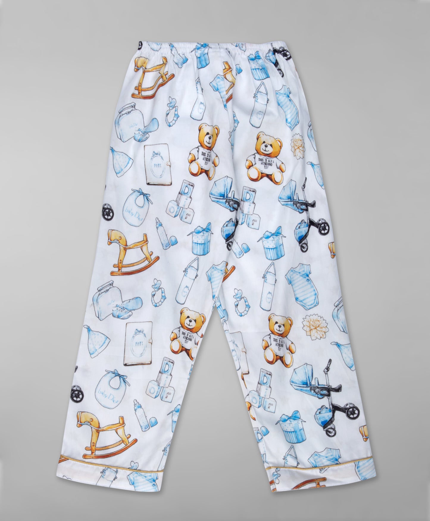 Baby Dior Kids Button Down Pj Set - Pure Cotton Pj Set with Notched Collar