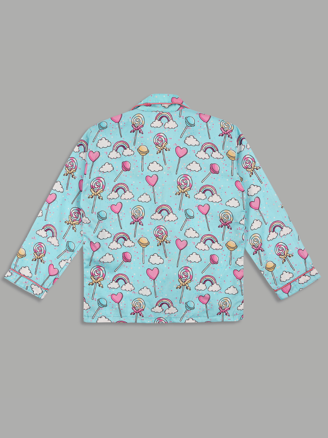 Candyland Kids Button Down Pj Set - Pure Cotton Pj Set with Notched Collar