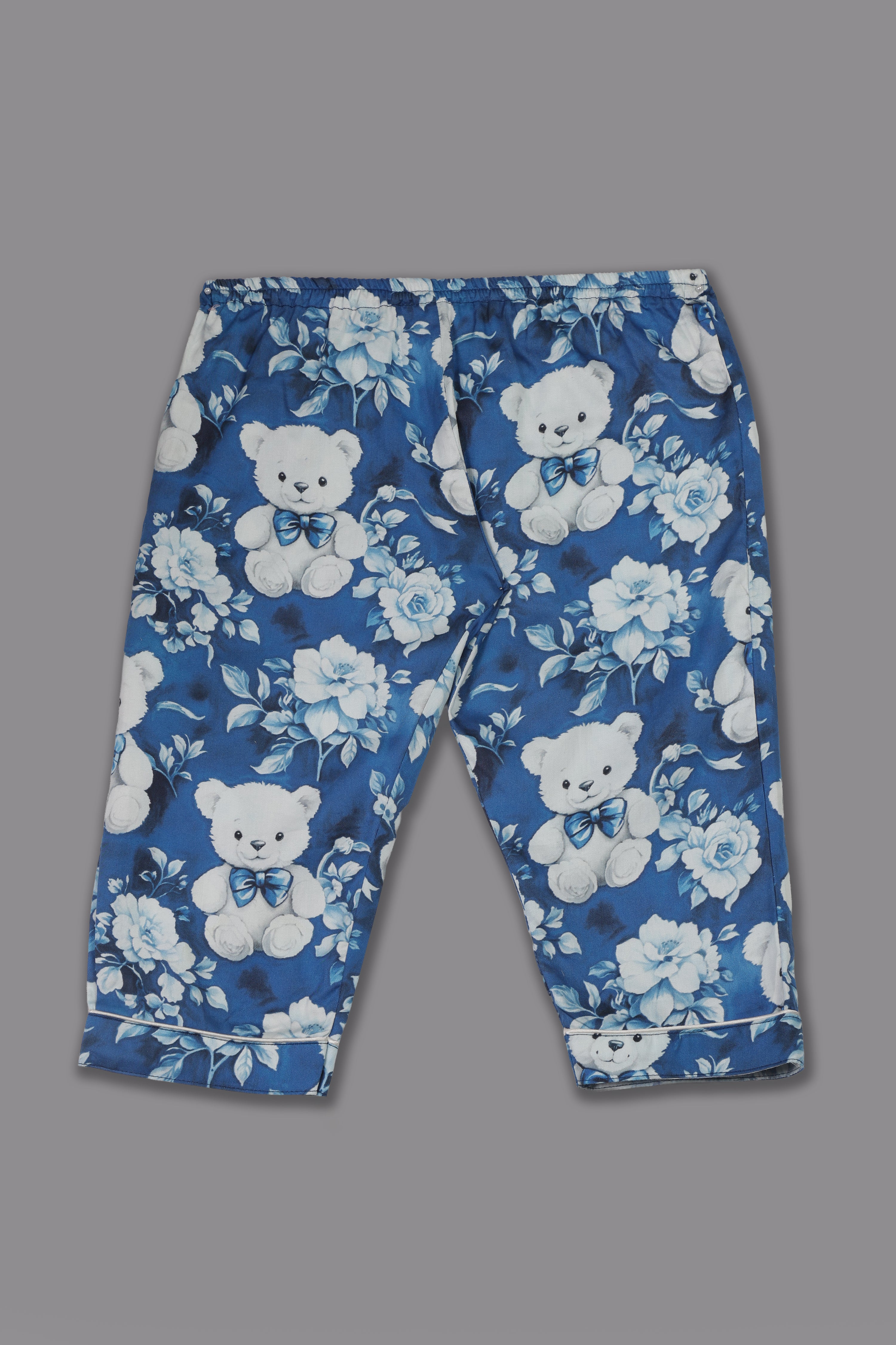 Beary Cute Kids Button Down Pj Set - Pure Cotton Pj Set with Notched Collar