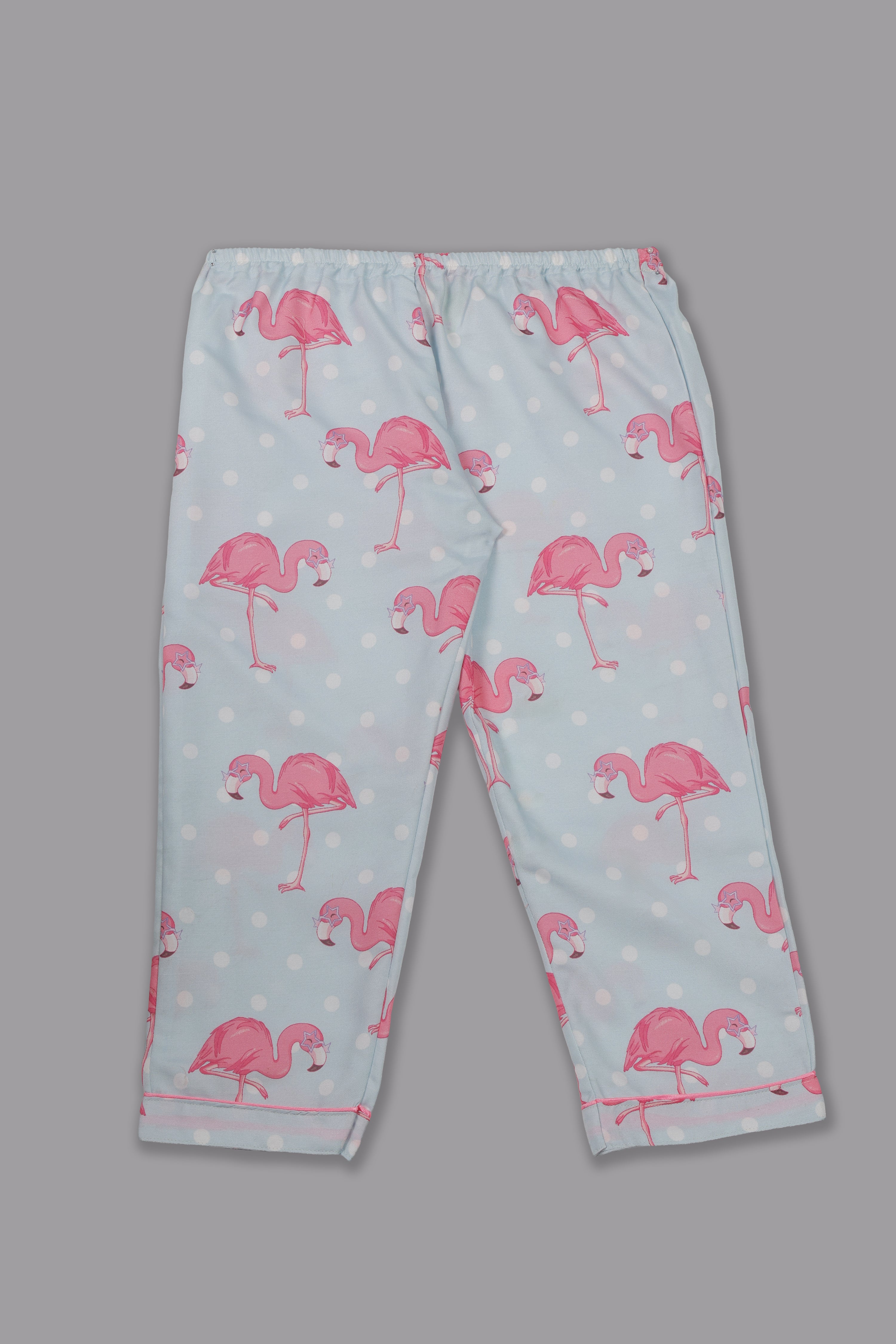 Flamingo & Dots Kids Pj Set - Cotton Rayon Pj Set with Notched Collar