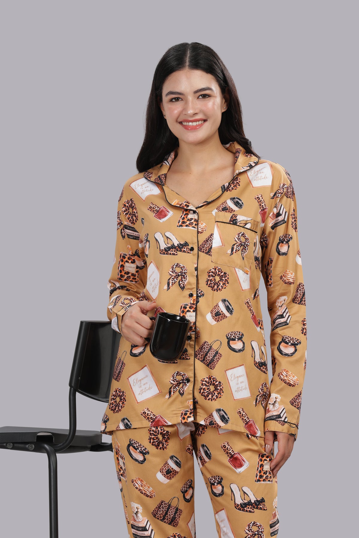 Sassy Spots Button Down Pj Set - Pure Cotton Pj Set with Notched Collar